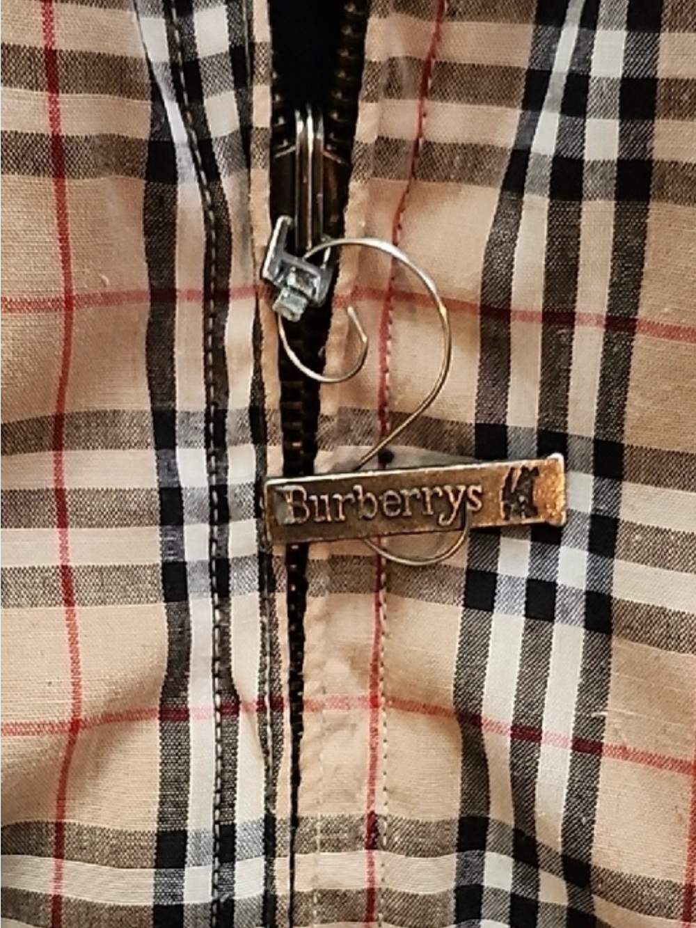Burberry Beige Plaid Bomber Jacket with Black Trim - Picture 7 of 7